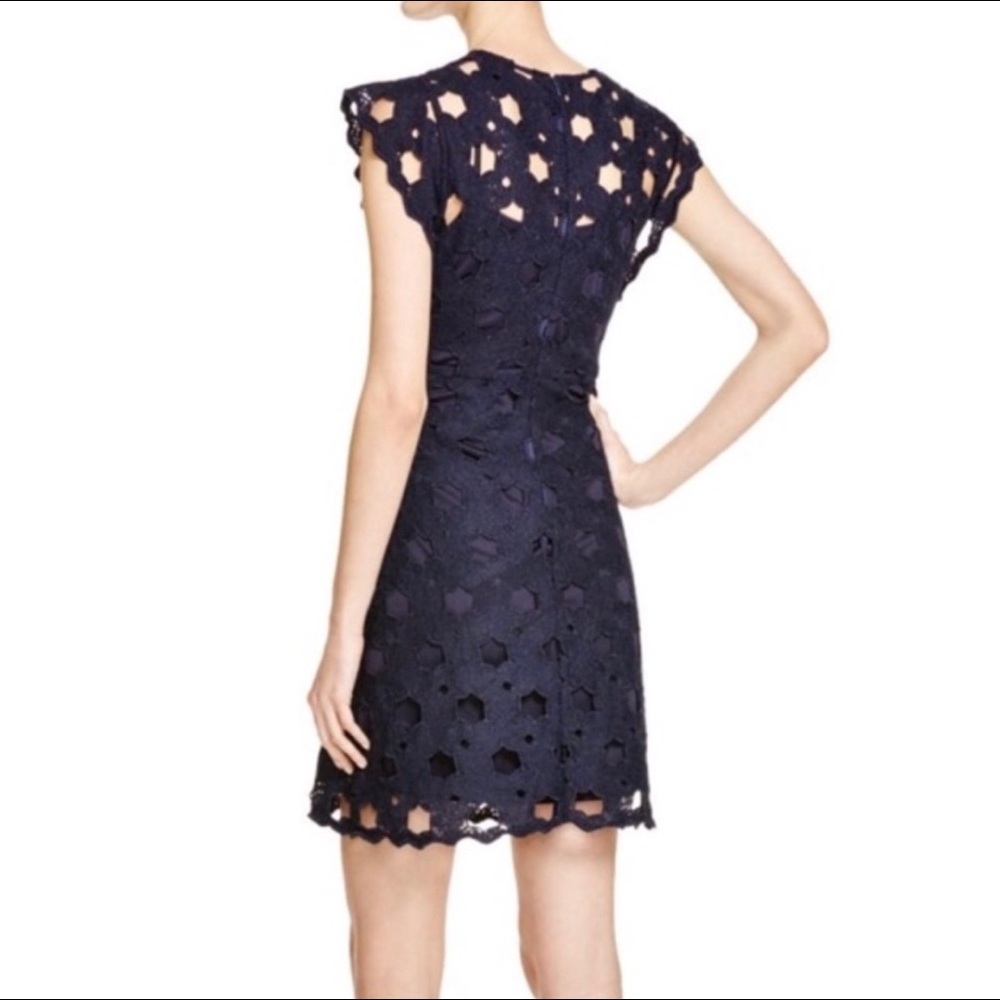 Aqua Dark Navy Blue Cutout Cap Sleeve Dress B5/15 - Picture 2 of 11